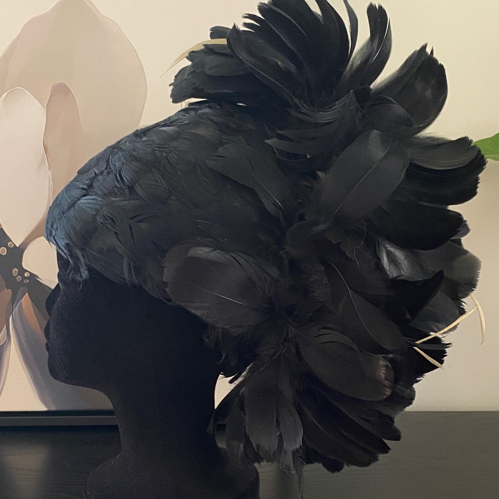 Vintage Custom Black Feather Hat - Picture 4 of 8